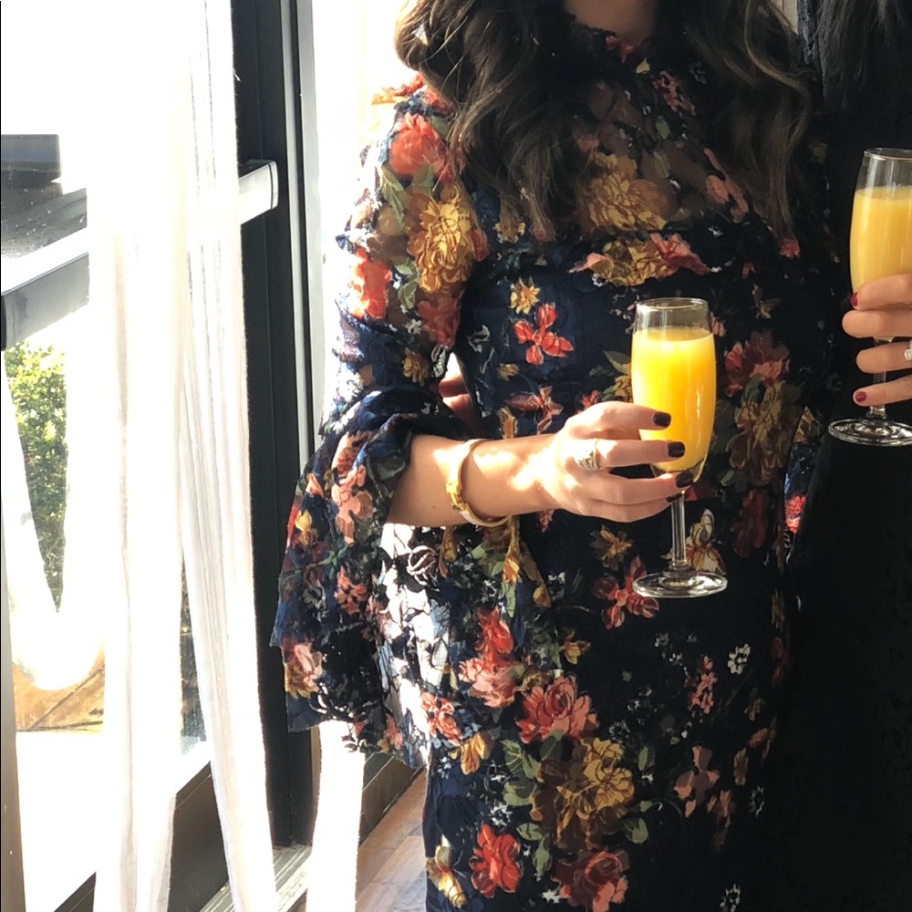 Navy floral lace dress